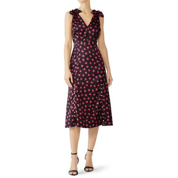 Prabal Gurung Collective Sleeveless Floral Tulip Ruffle Midi Dress V-Neck sz 4 - Picture 1 of 10